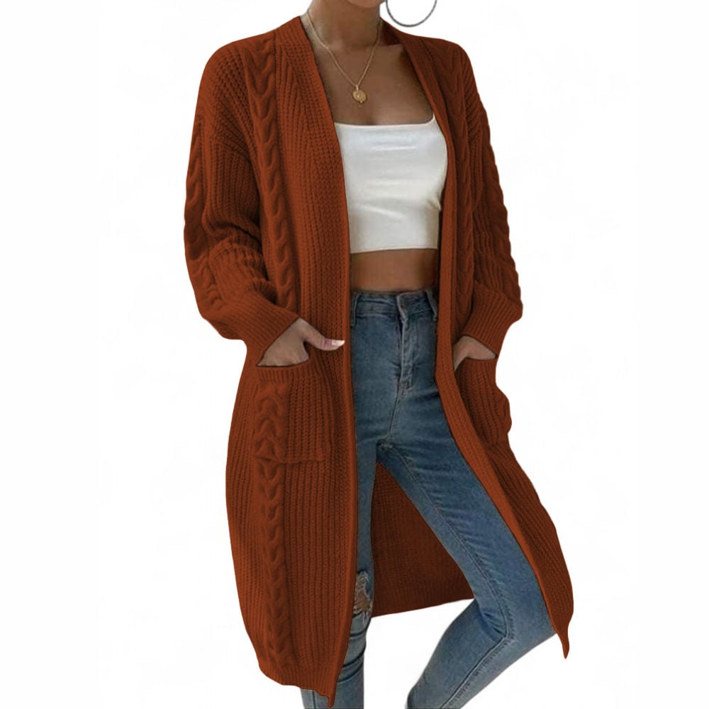 CHOMPA MUJER HILO INVIERNO ABIERTO 359G- 30 COLOR MARRON - 1