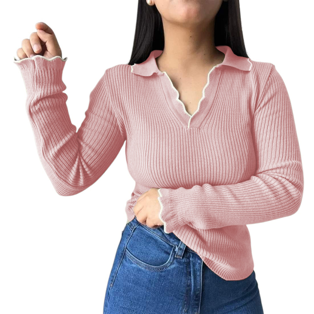SUETER MUJER HILO MLARGA ONDULADO 359G-21 COLOR ROSADO - 1