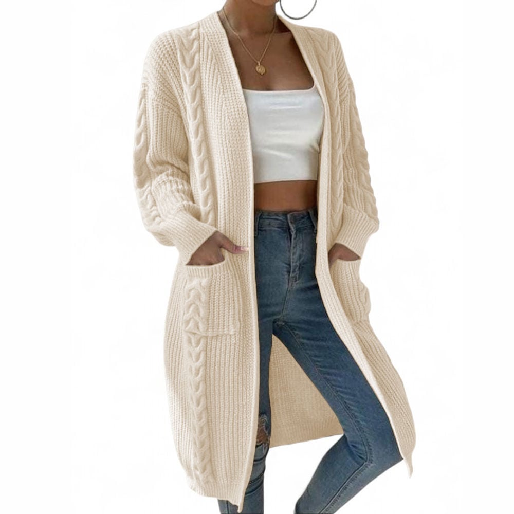 CHOMPA MUJER HILO INVIERNO ABIERTO 359G- 30 COLOR PERLA - 1