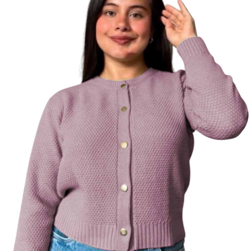 CHOMPA MUJER HILO BOTONES MLARGA MELODY 359G-24 COLOR ACEITUNA - 2