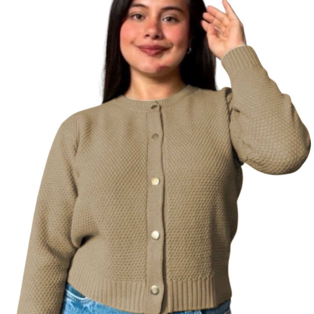CHOMPA MUJER HILO BOTONES MLARGA MELODY 359G-24 COLOR BEIGE - 3