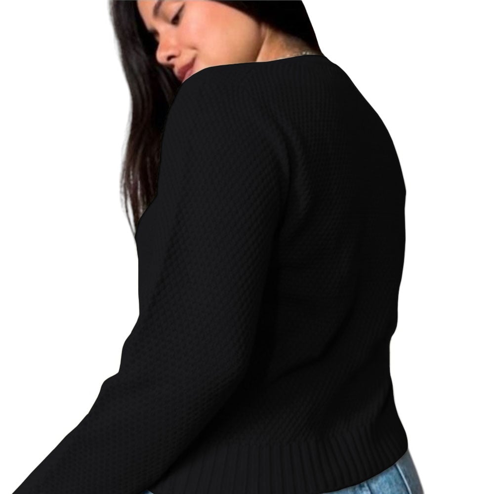CHOMPA MUJER HILO BOTONES MLARGA MELODY 359G-24 COLOR NEGRO - 2