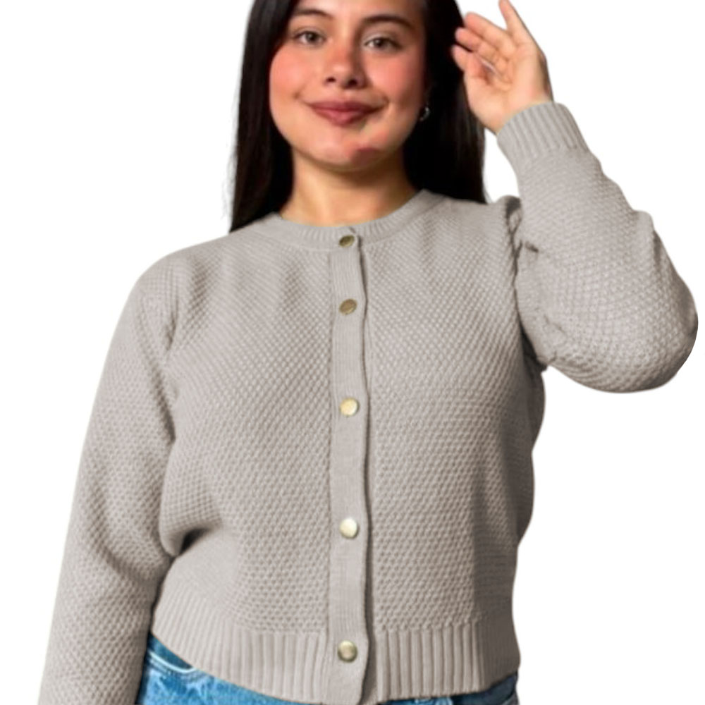 CHOMPA MUJER HILO BOTONES MLARGA MELODY 359G-24 COLOR HUESO - 3