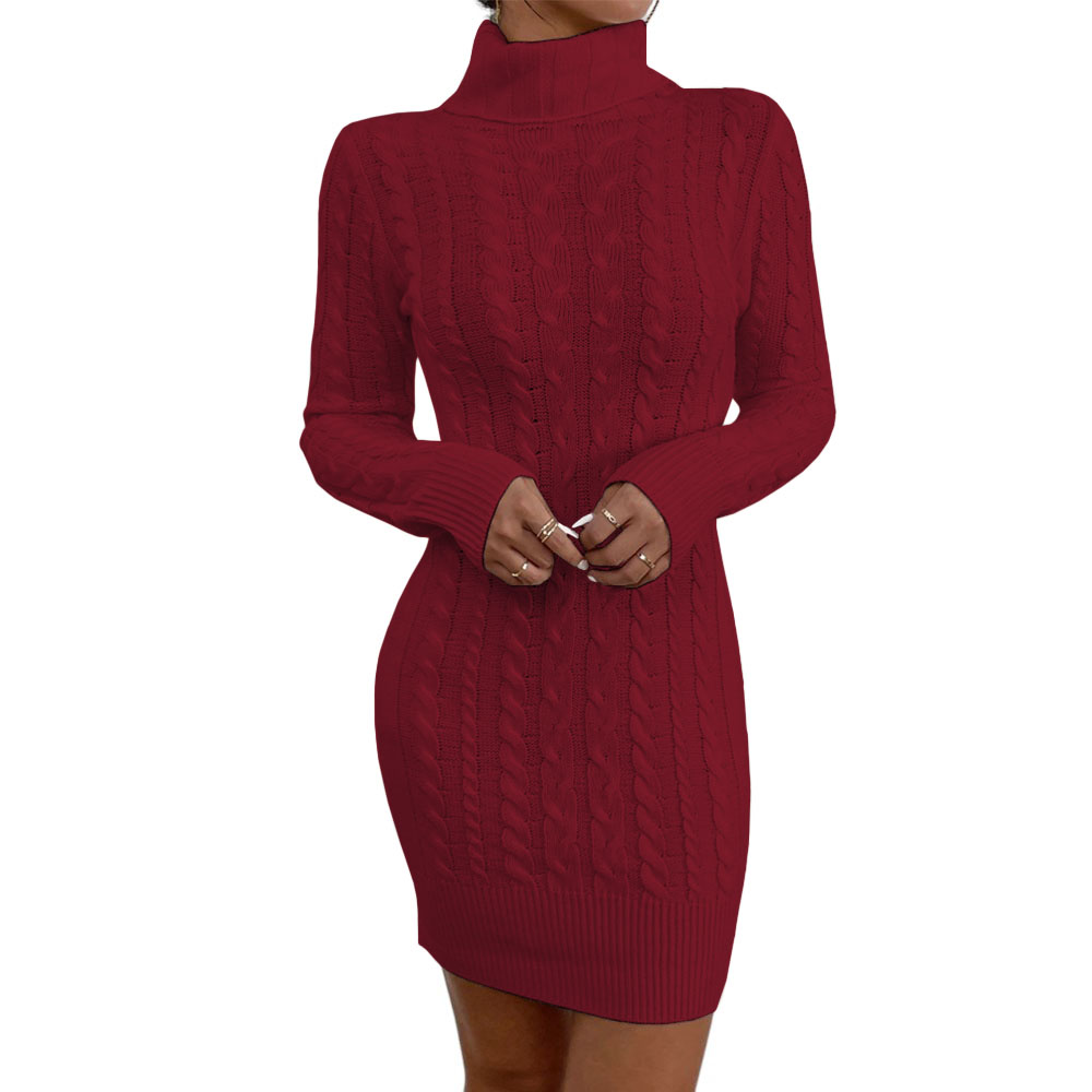 VESTIDO MUJER MLARGA HILO 359G-30 COLOR GUINDA - 1