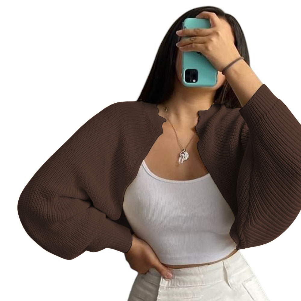 SUETER MUJER HILO MLARGA ABIERTO 359G-21 COLOR MARRON - 1