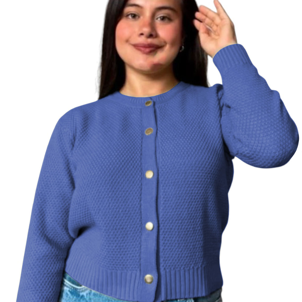 CHOMPA MUJER HILO BOTONES MLARGA MELODY 359G-24 COLOR MORADO - 3