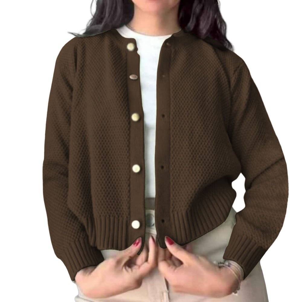 CHOMPA MUJER HILO BOTONES MLARGA MELODY 359G-24 COLOR MARRON - 1