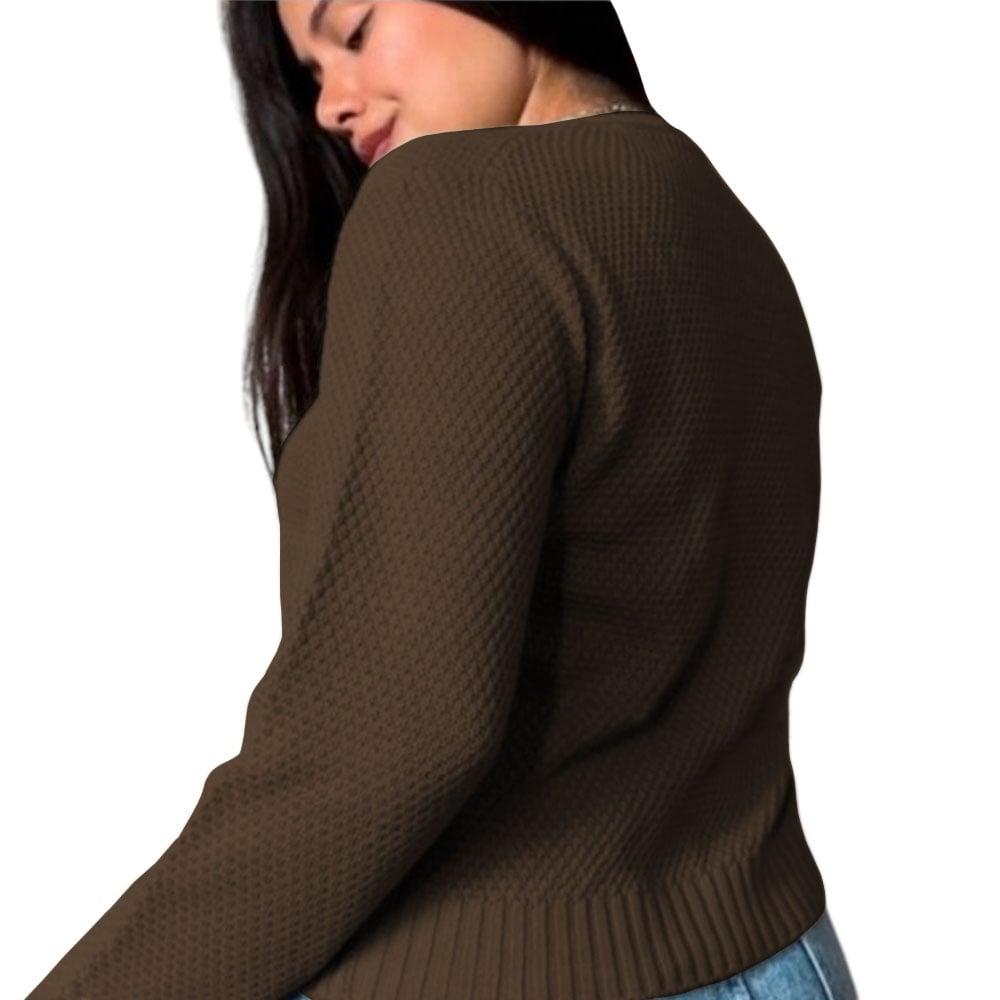 CHOMPA MUJER HILO BOTONES MLARGA MELODY 359G-24 COLOR MARRON - 2