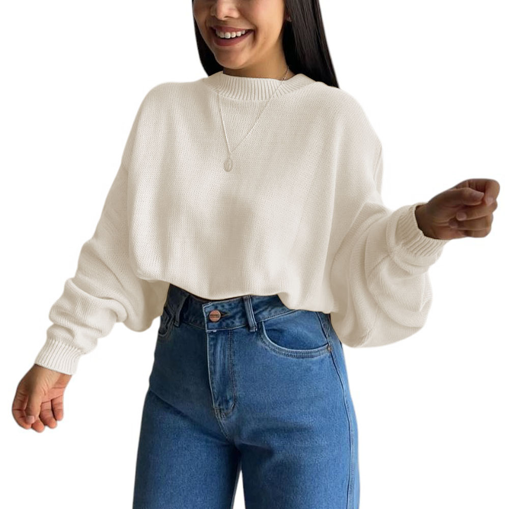 SUETER MUJER HILO CERADA MLARGA 359G-25 COLOR PERLA - 1