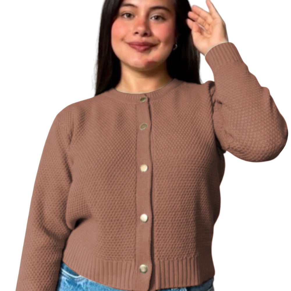 CHOMPA MUJER HILO BOTONES MLARGA MELODY 359G-24 COLOR CAMELLO - 3