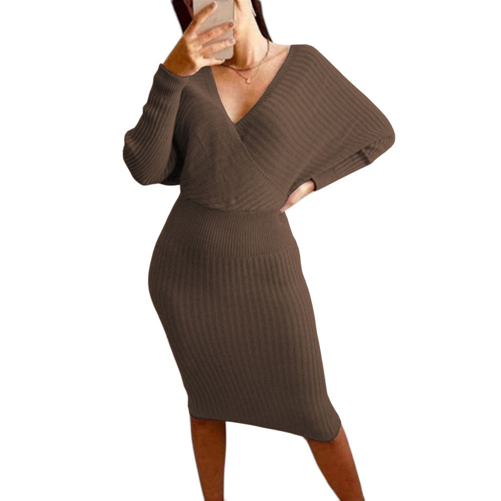 VESTIDO MUJER HILO CRUZADO MLARGA 359G-27 COLOR MARRON - 1