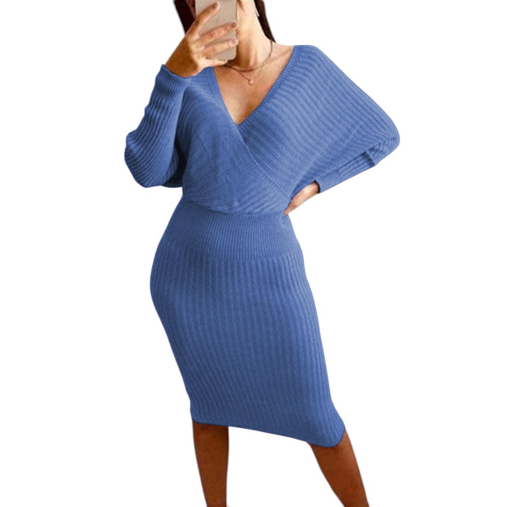 VESTIDO MUJER HILO CRUZADO MLARGA 359G-27 COLOR CELESTE - 1