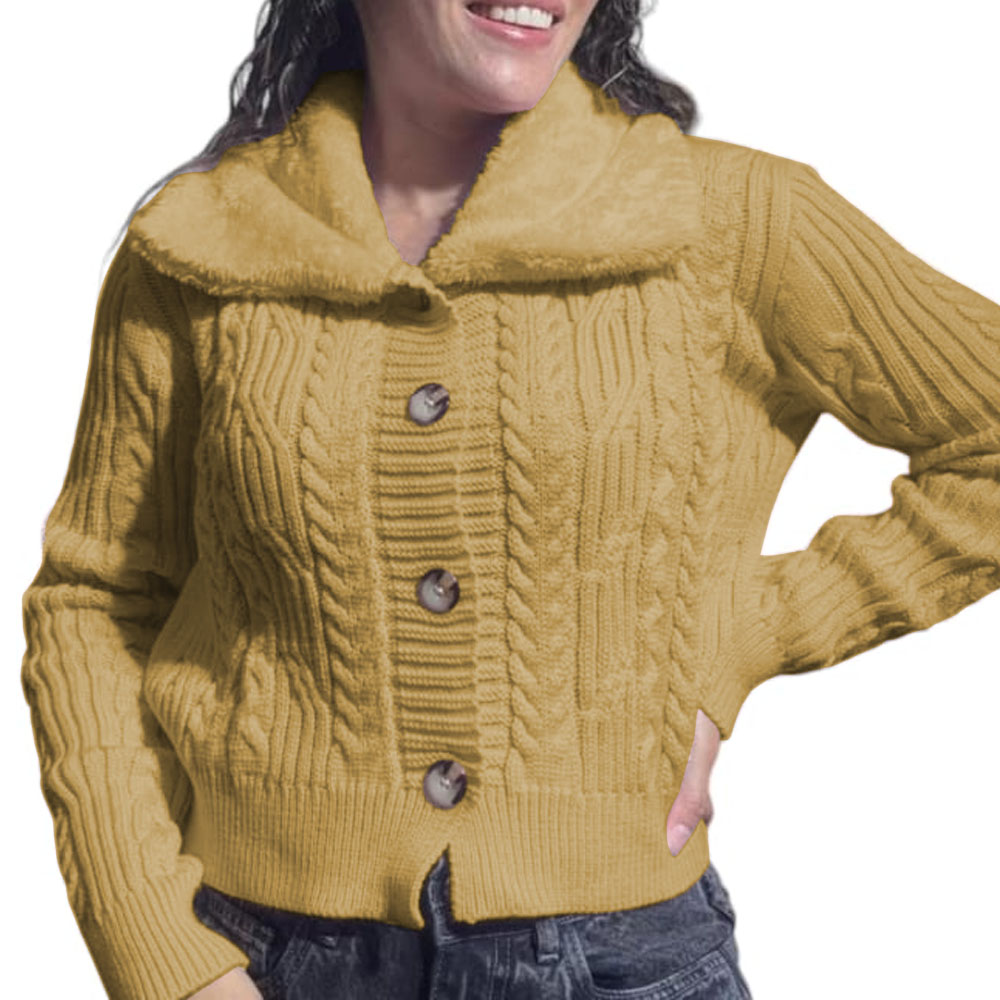 CHOMPA MUJER HILO CAMISERO DE PELUCHE 359G-25 COLOR BEIGE - 1