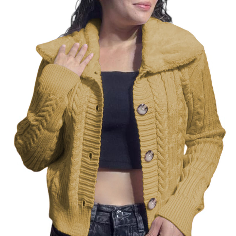 CHOMPA MUJER HILO CAMISERO DE PELUCHE 359G-25 COLOR BEIGE - 2