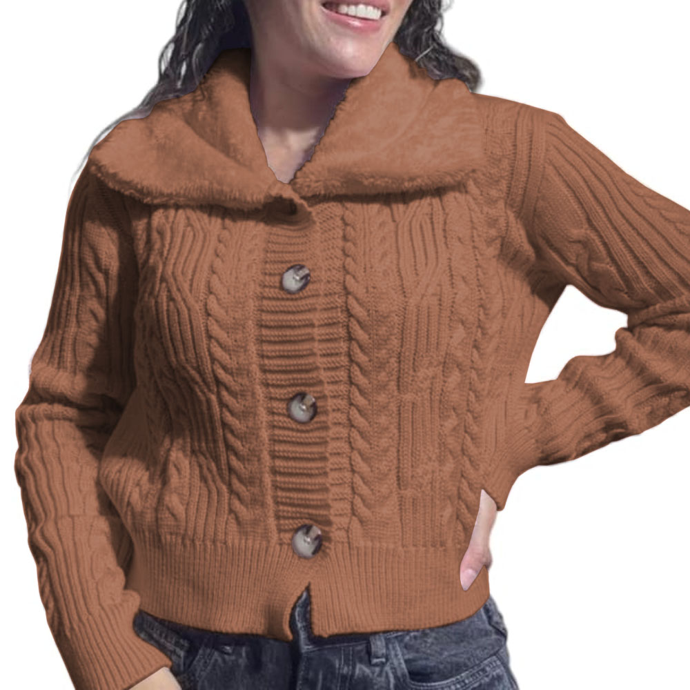 CHOMPA MUJER HILO CAMISERO DE PELUCHE 359G-25 COLOR CARAMELO - 2