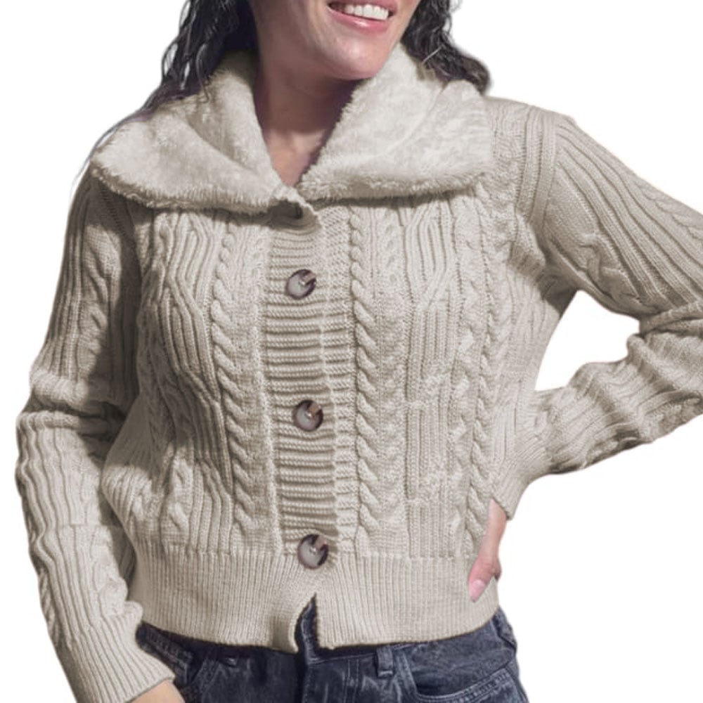 CHOMPA MUJER HILO CAMISERO DE PELUCHE 359G-25 COLOR HUESO - 1