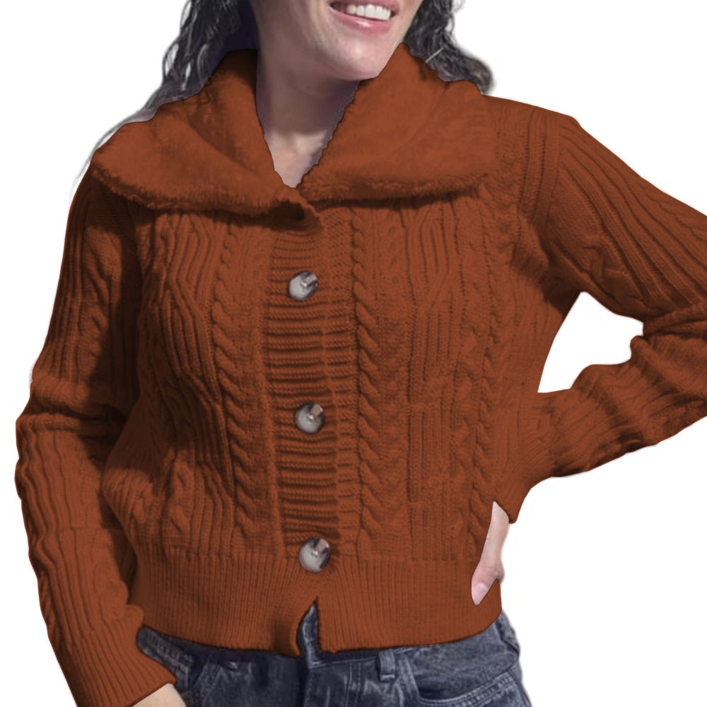 CHOMPA MUJER HILO CAMISERO DE PELUCHE 359G-25 COLOR CAMEL - 1