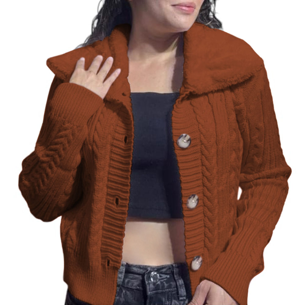 CHOMPA MUJER HILO CAMISERO DE PELUCHE 359G-25 COLOR CAMEL - 2