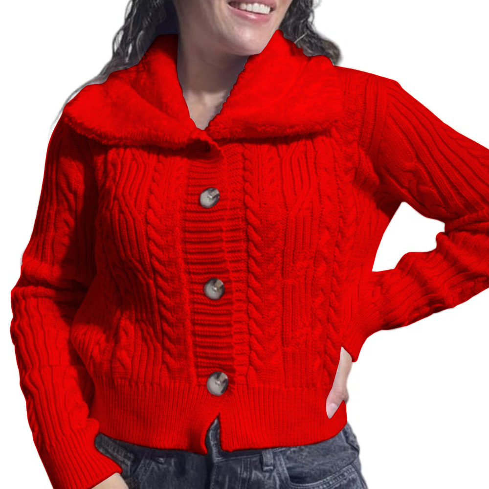 CHOMPA MUJER HILO CAMISERO DE PELUCHE 359G-25 COLOR ROJO - 1