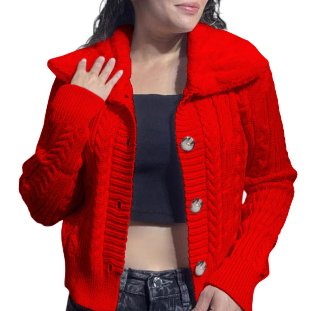 CHOMPA MUJER HILO CAMISERO DE PELUCHE 359G-25 COLOR ROJO - 2
