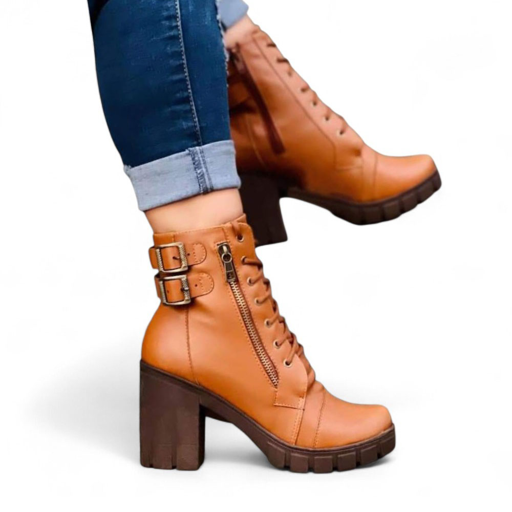 BOTIN MUJER CIERRE TACO 7 2086L-60 COLOR CAMEL - 2
