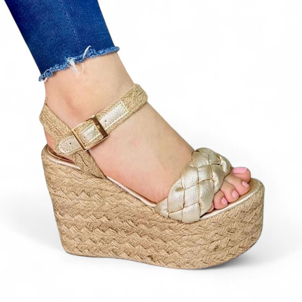 SANDALIA MUJER TACO 12 PLATAFORMA 5 2086L-55 COLOR DORADO - 1
