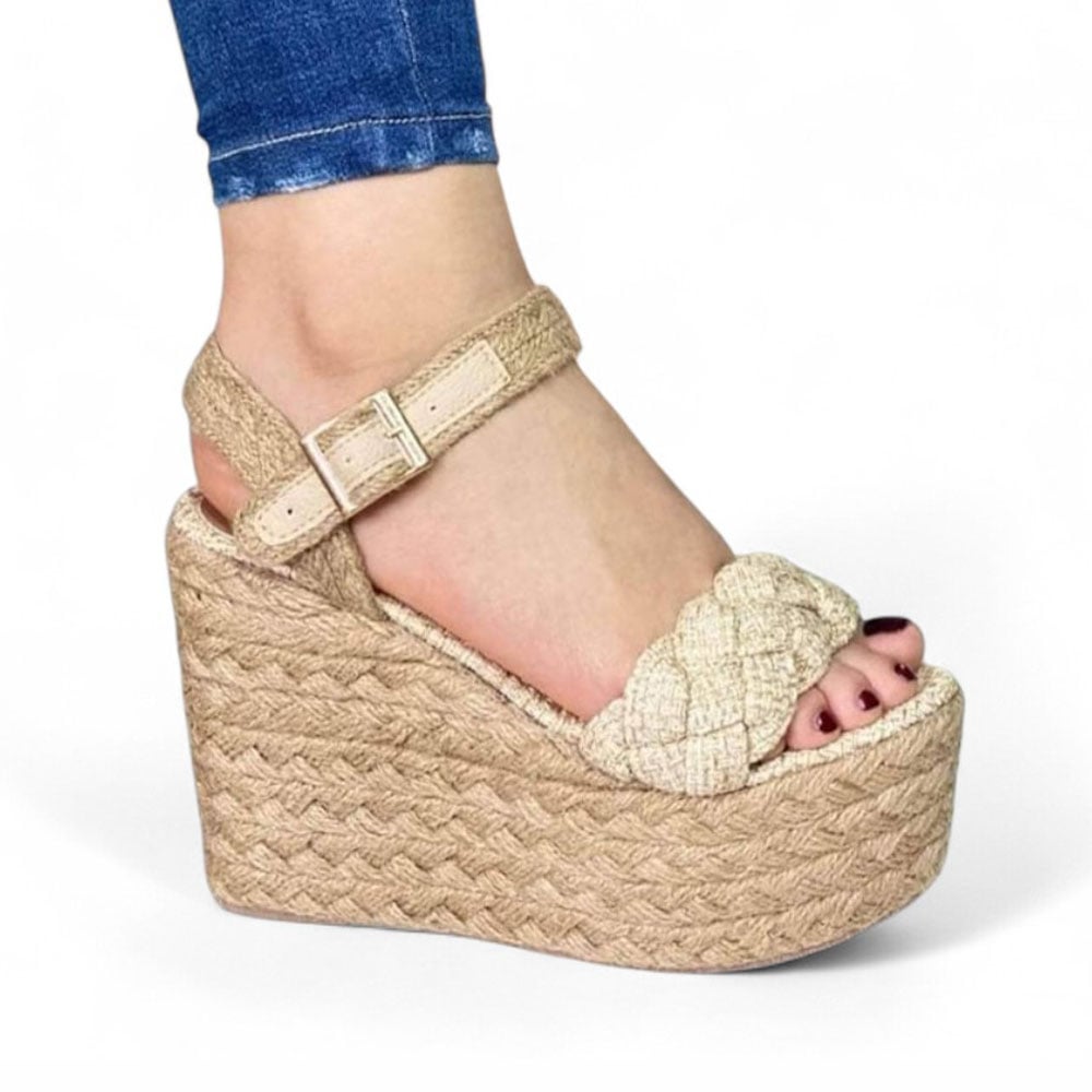 SANDALIA MUJER TACO 12 PLATAFORMA 5 2086L-55 COLOR BEIGE - 1