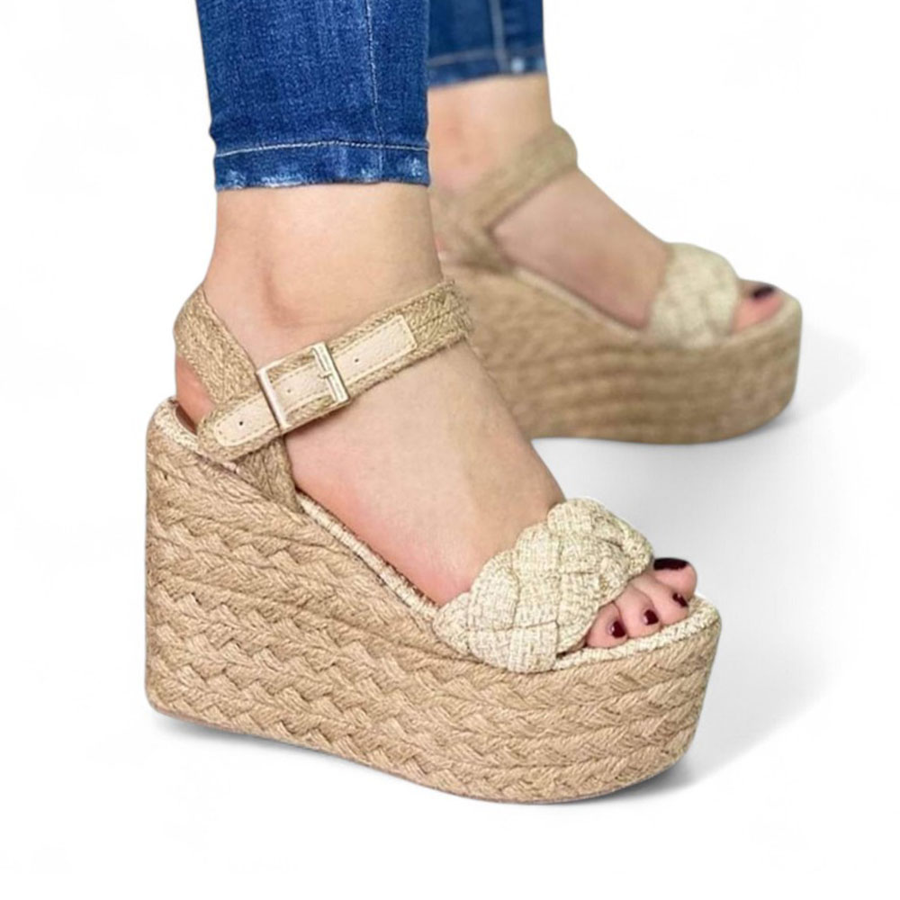 SANDALIA MUJER TACO 12 PLATAFORMA 5 2086L-55 COLOR BEIGE - 2