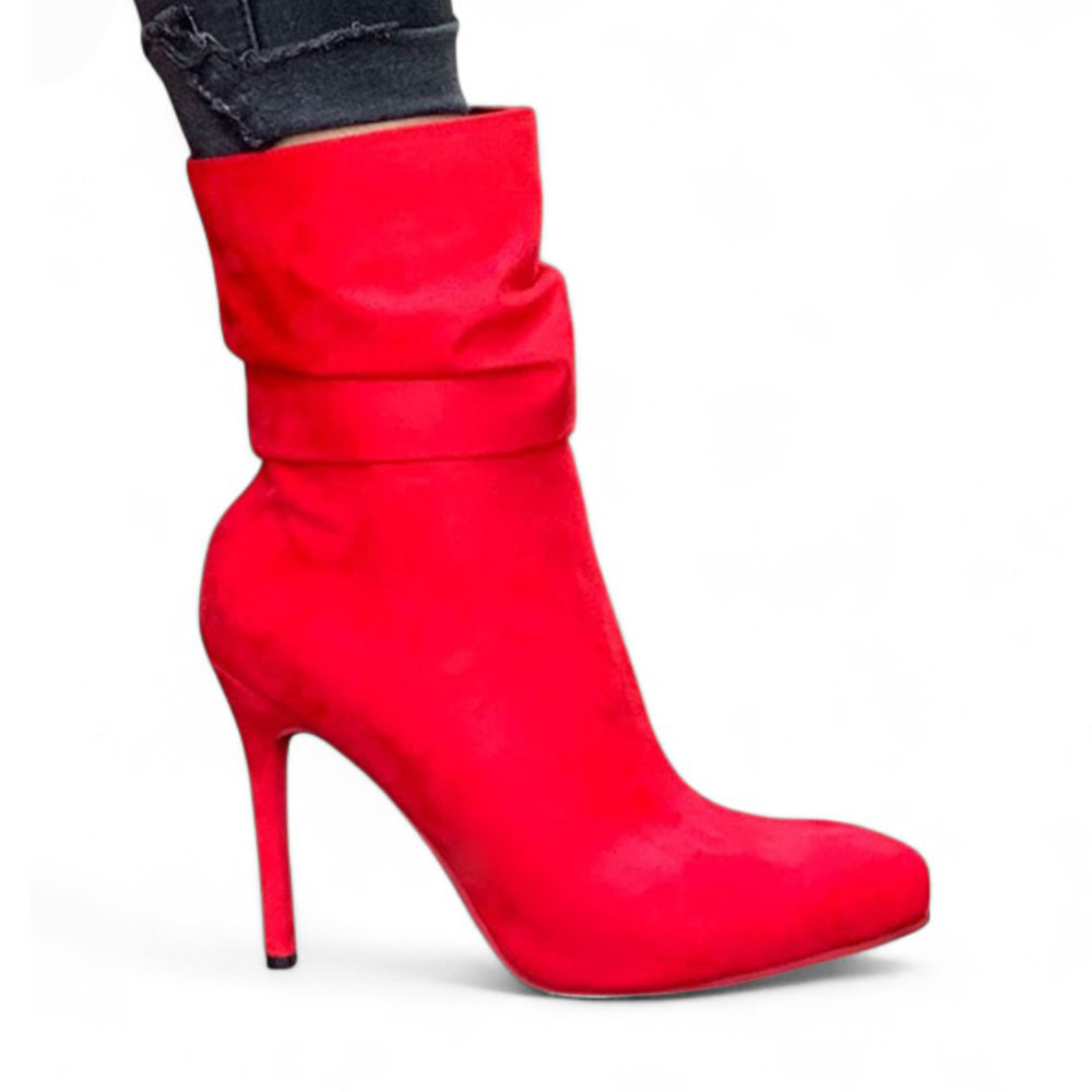 BOTIN MUJER CORRUGADO AGUJA TACO 9 2086L-68 COLOR ROJO - 1
