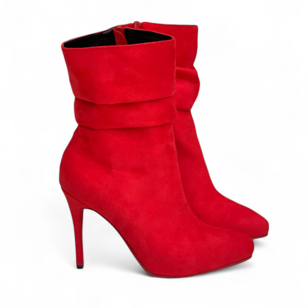 BOTIN MUJER CORRUGADO AGUJA TACO 9 2086L-68 COLOR ROJO - 3