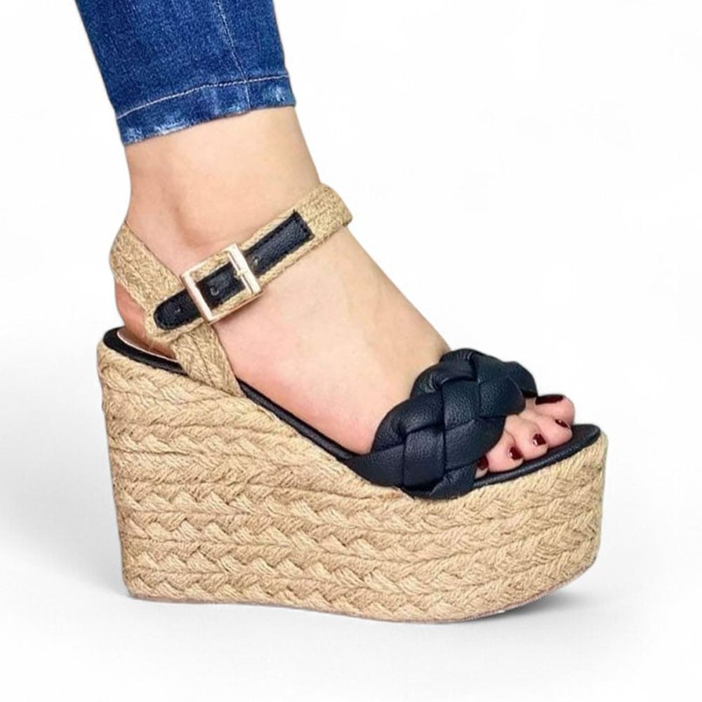 SANDALIA MUJER TACO 12 PLATAFORMA 5 2086L-55 COLOR NEGRO - 1