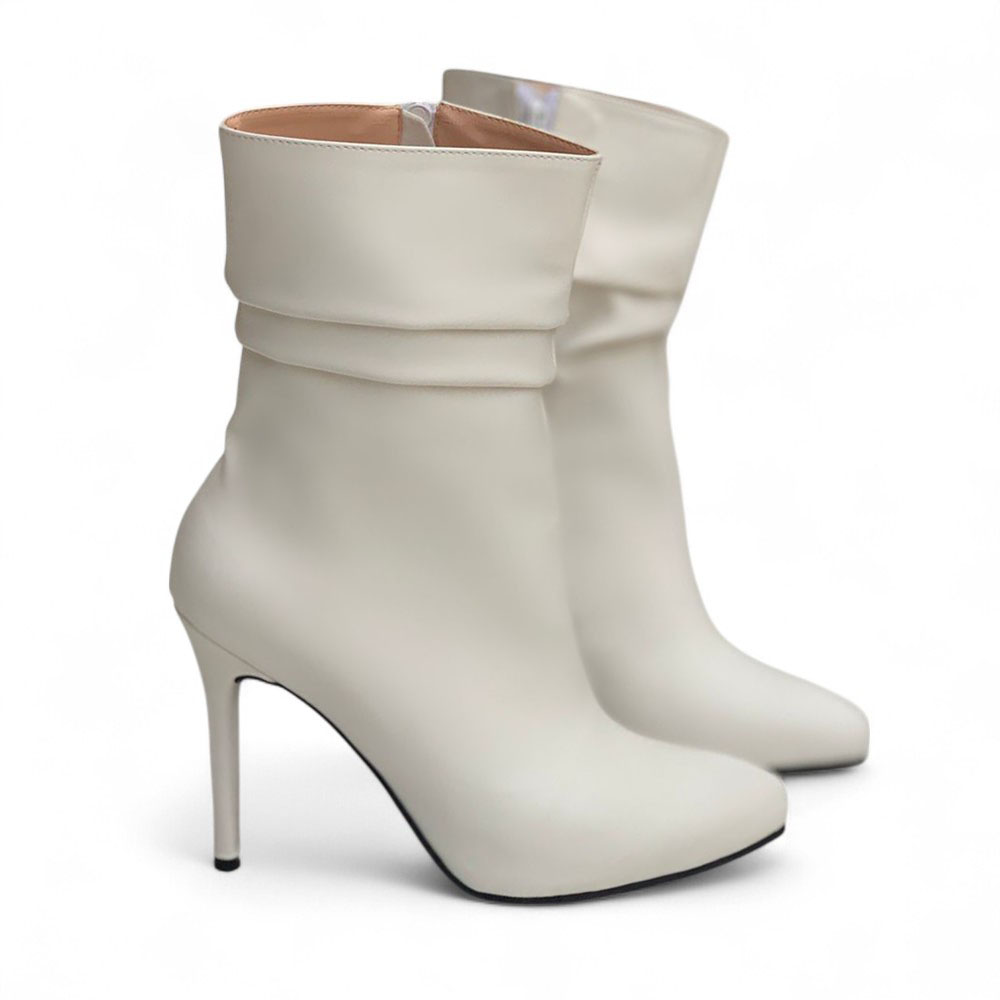 BOTIN MUJER CORRUGADO AGUJA TACO 9 2086L-68 COLOR PERLA - 3