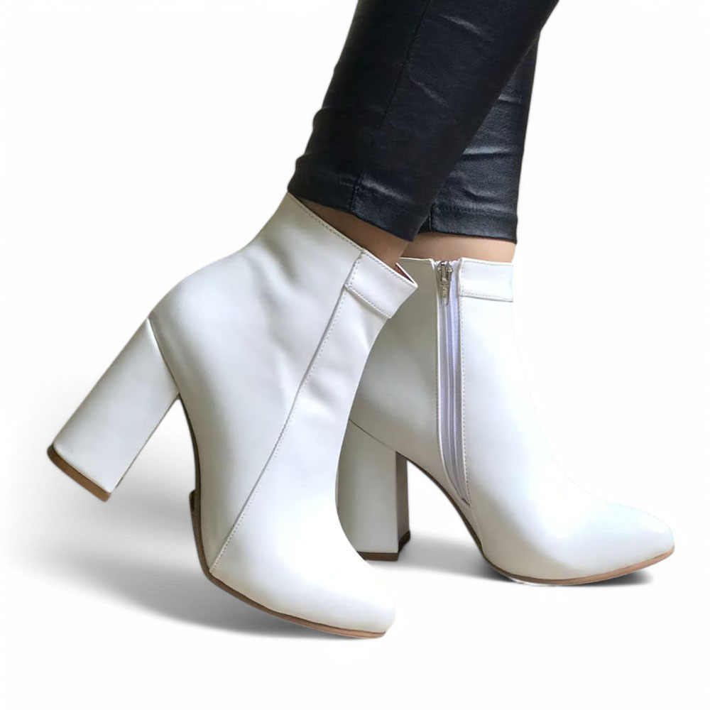 BOTA MUJER CLASICA CORTA TACO 9 2086L-60 COLOR BLANCO - 2