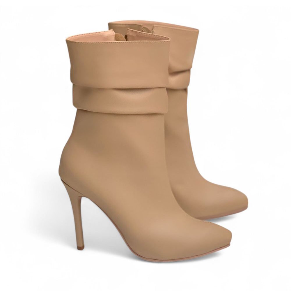 BOTIN MUJER CORRUGADO AGUJA TACO 9 2086L-68 COLOR CAMEL - 2