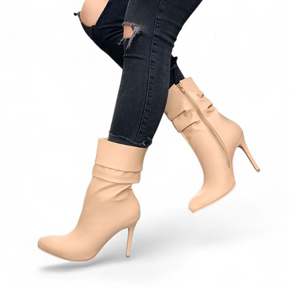 BOTIN MUJER CORRUGADO AGUJA TACO 9 2086L-68 COLOR CAMEL - 3