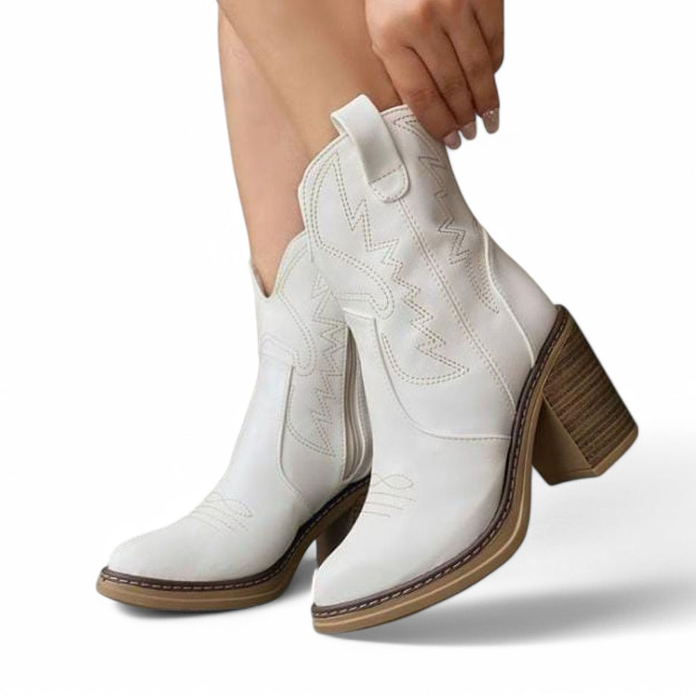 BOTA MUJER BORDADO TEXANA TACO 7 2086L-75 COLOR BLANCO - 2