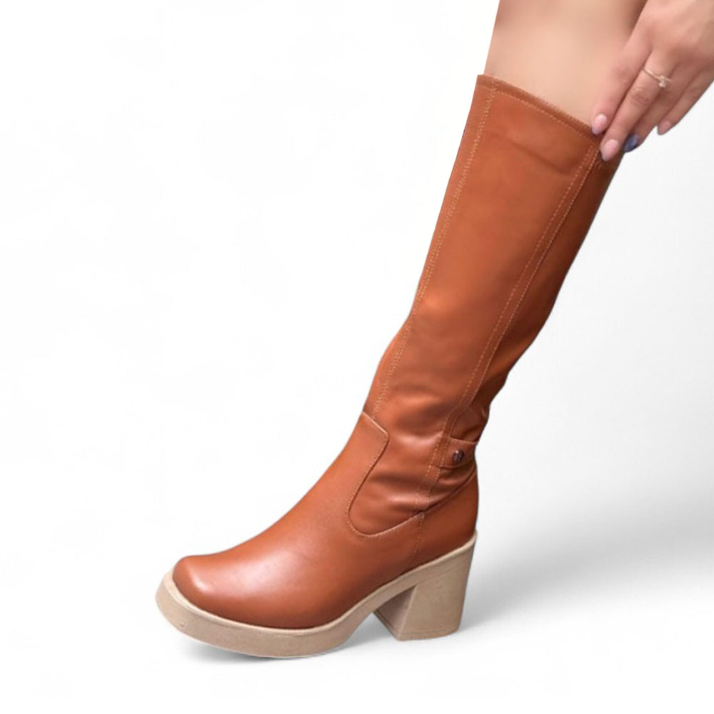 BOTA MUJER PUNTA CUADRADA BIOBIO 1299 5C-75 COLOR CAMEL - 1