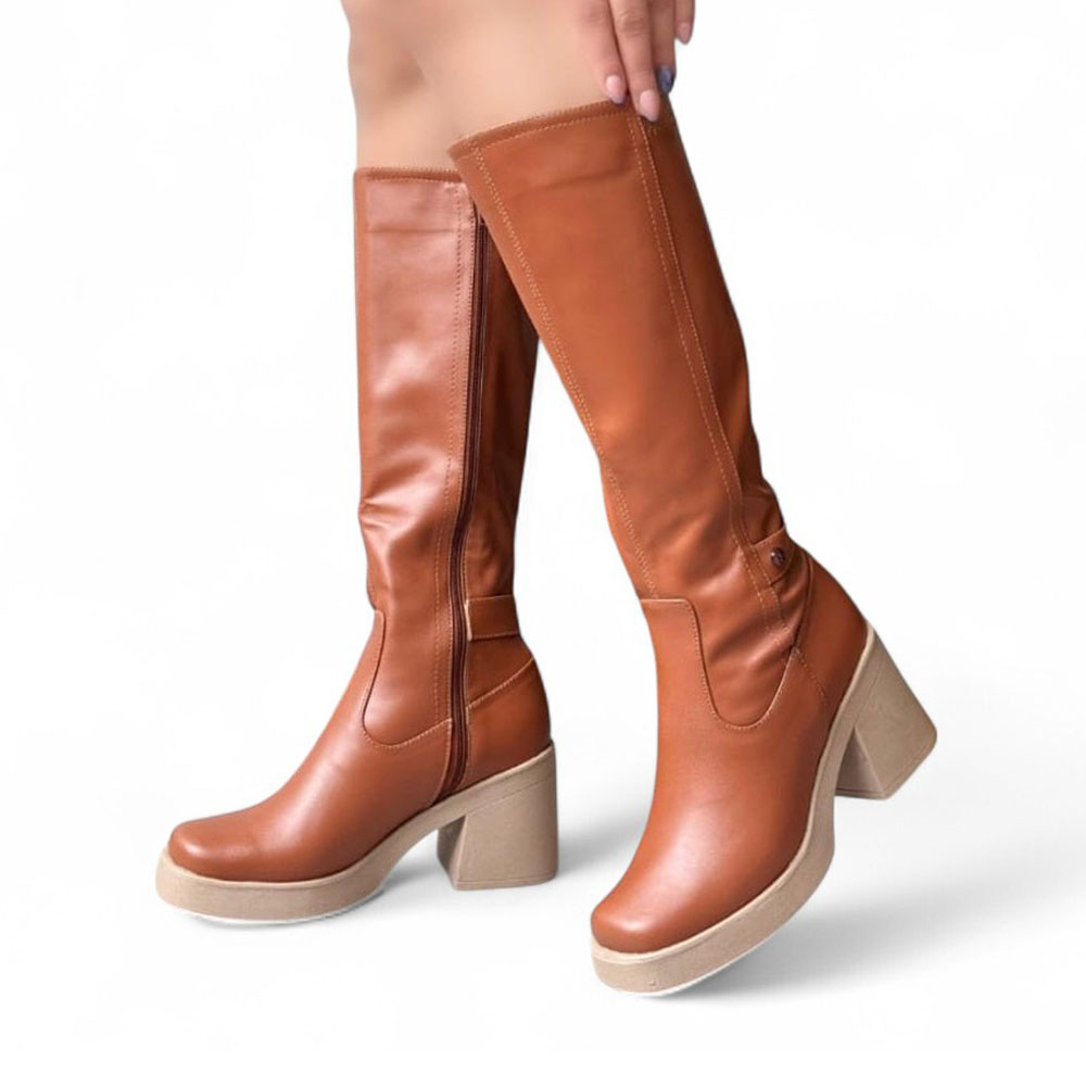 BOTA MUJER PUNTA CUADRADA BIOBIO 1299 5C-75 COLOR CAMEL - 2