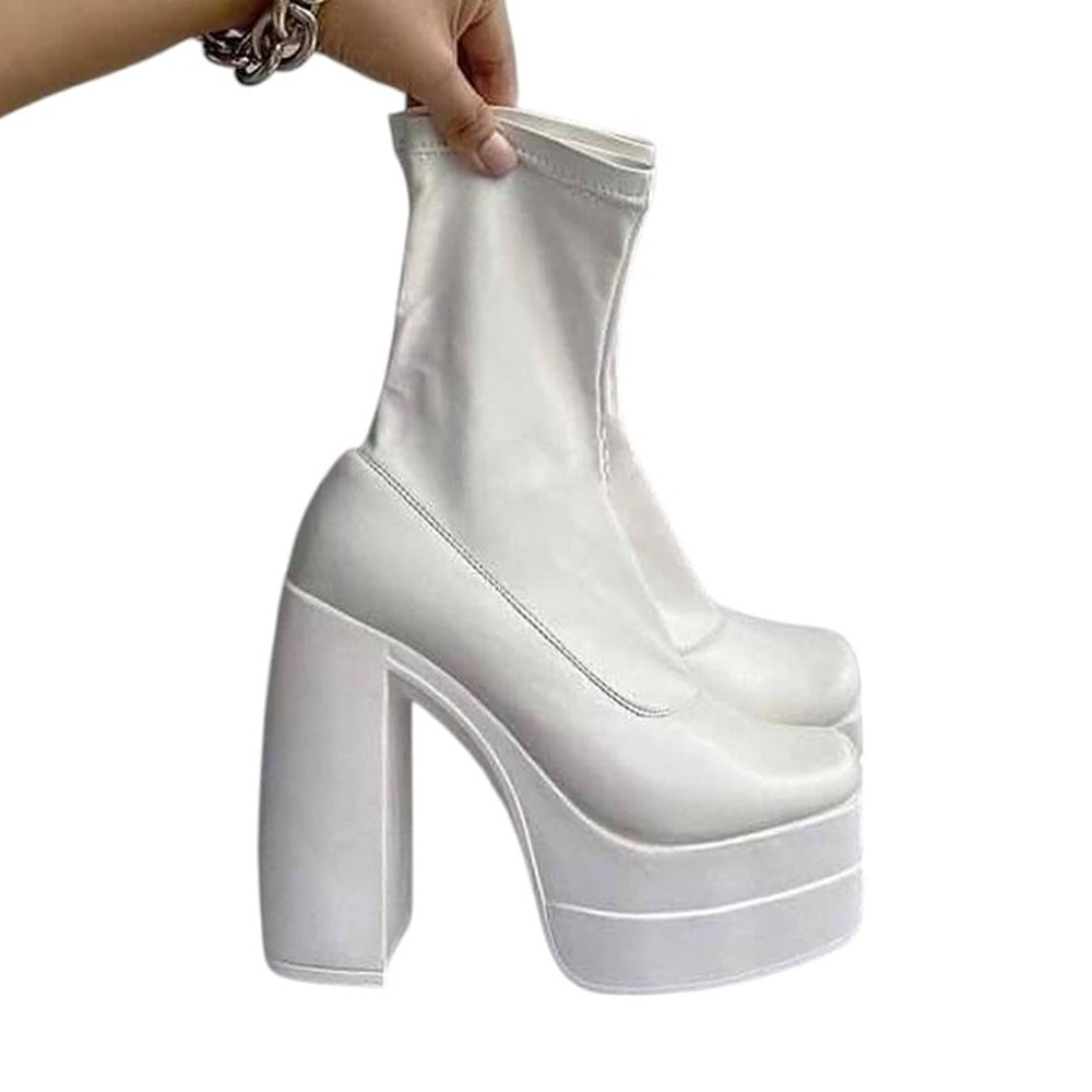 BOTIN MUJER LATEX STRECH TACO 13 1299 5C-95 COLOR BLANCO - 1