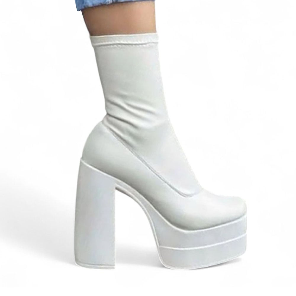 BOTIN MUJER LATEX STRECH TACO 13 1299 5C-95 COLOR BLANCO - 3