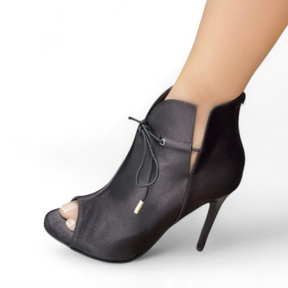 BOTIN MUJER ABIERTO GAMUZA TACO 9 1299 5C-85 COLOR NEGRO - 1