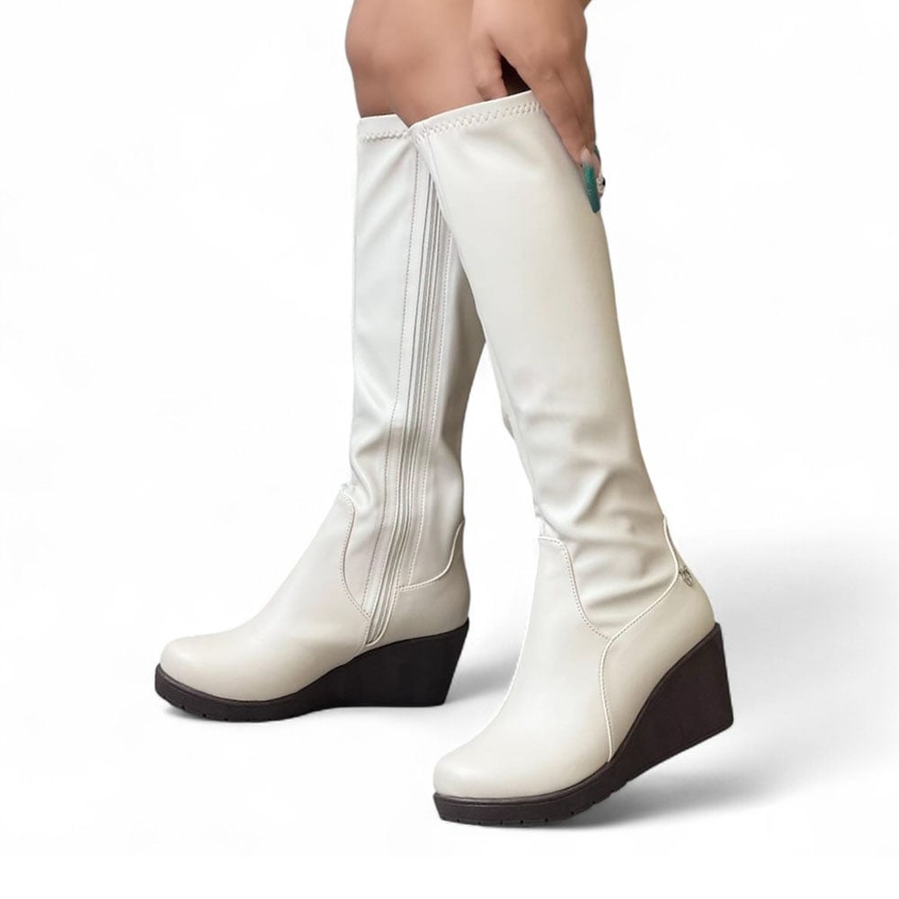 BOTA MUJER STRECH CUÑA 7 1299 5C-75 COLOR BEIGE - 1