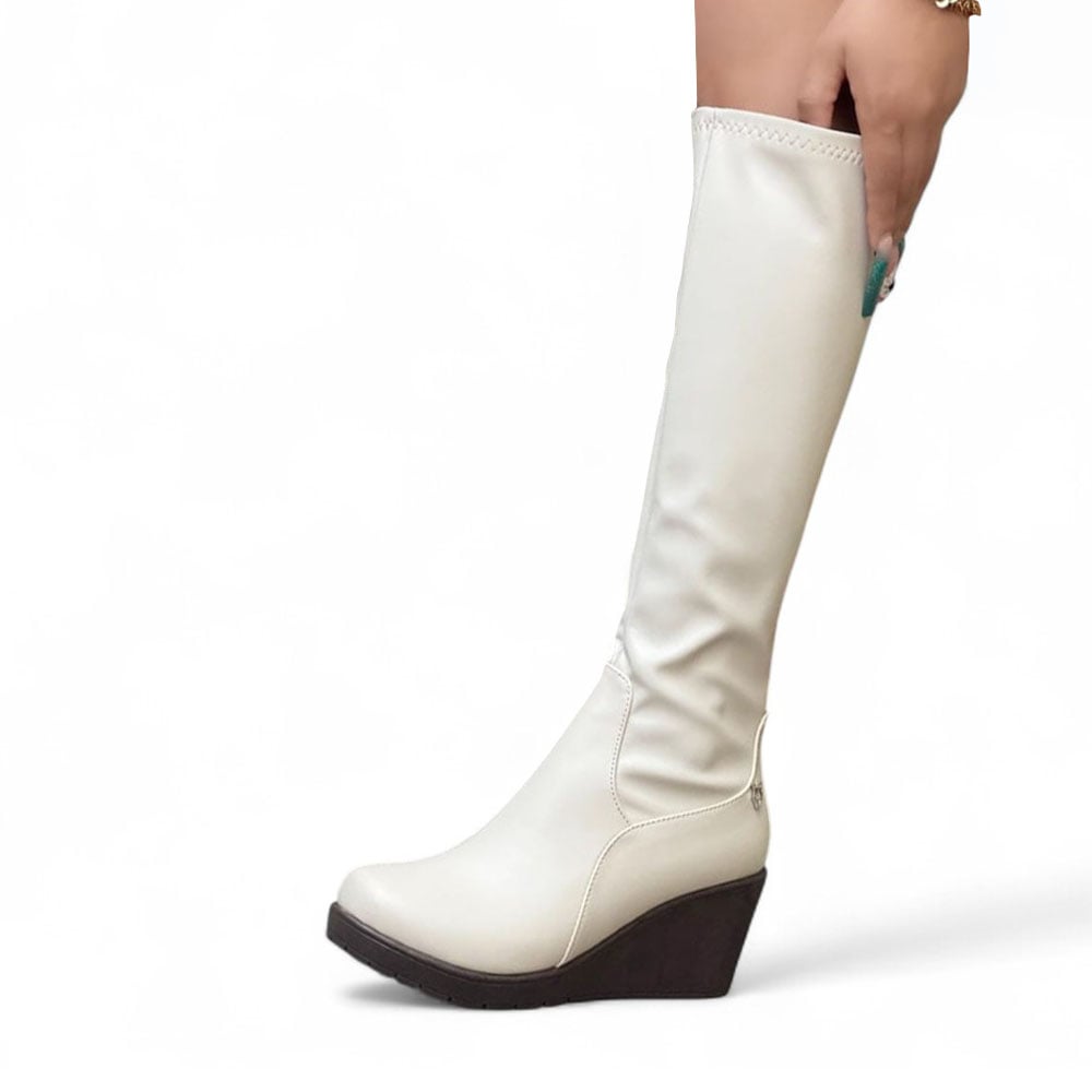 BOTA MUJER STRECH CUÑA 7 1299 5C-75 COLOR BEIGE - 2