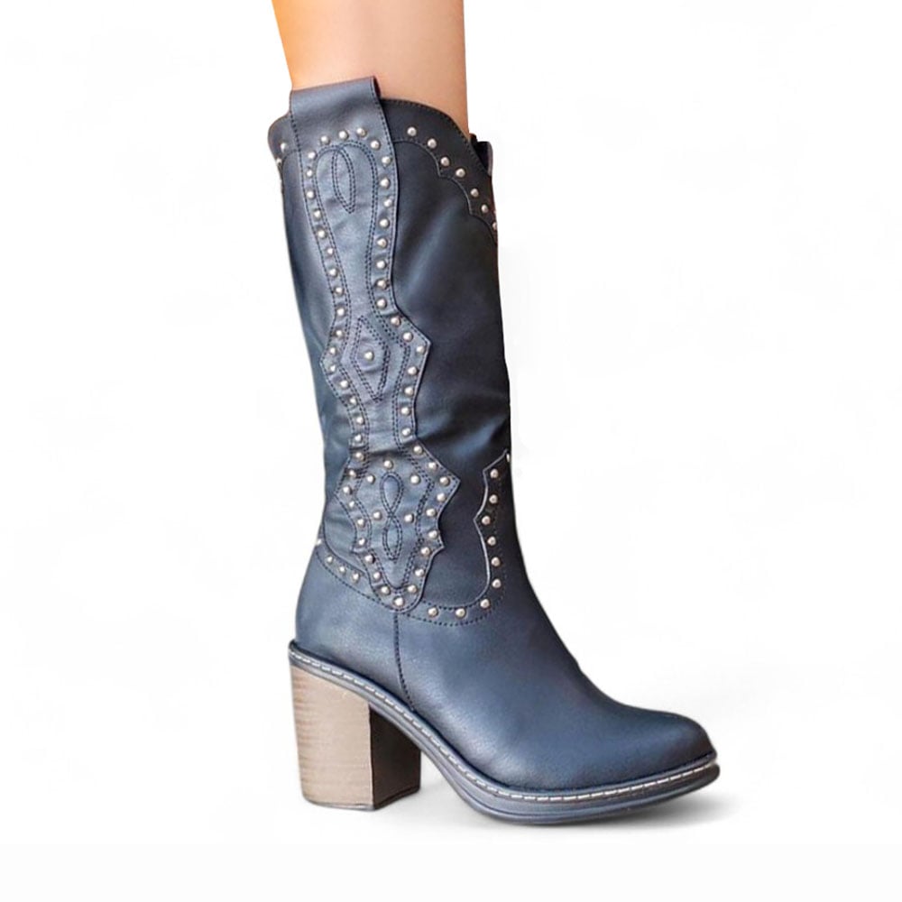 BOTA MUJER TEXANA PERLAS 1299 5C-95 COLOR NEGRO - 1