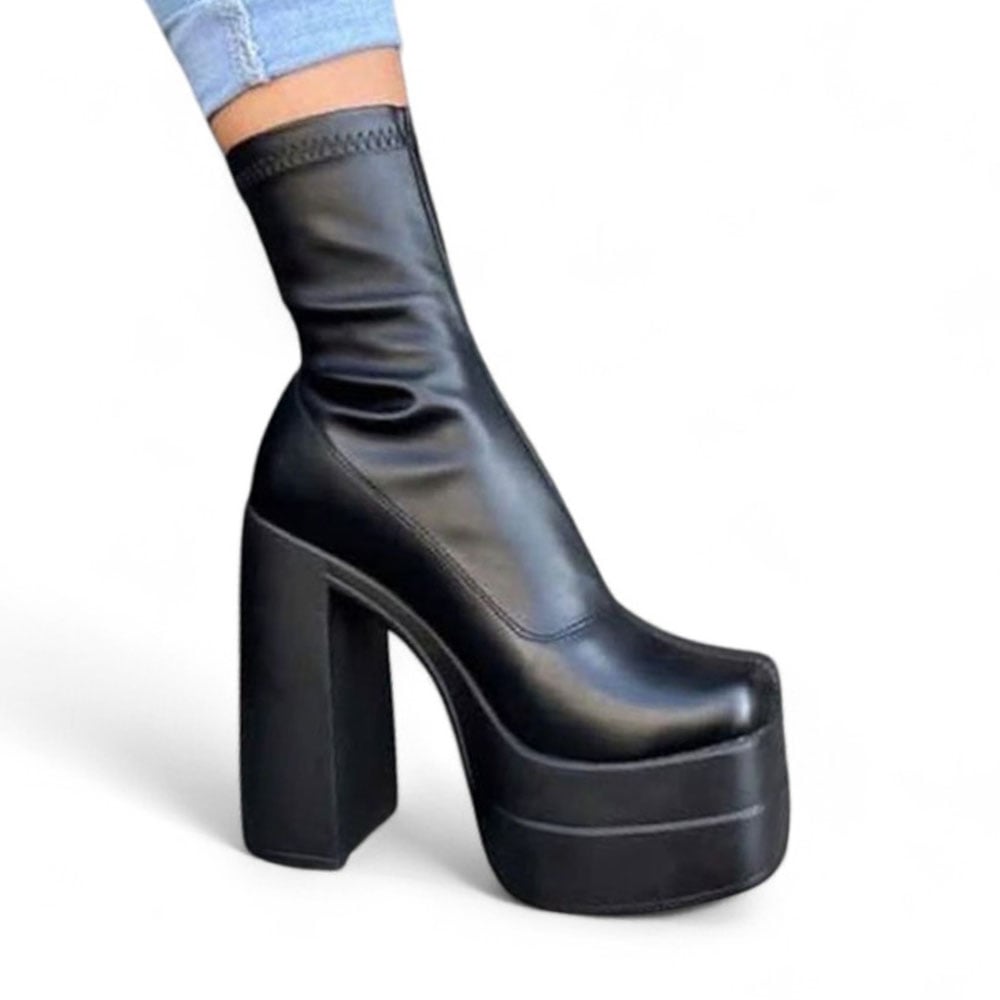 BOTIN MUJER LATEX STRECH TACO 13 1299 5C-95 COLOR NEGRO - 1