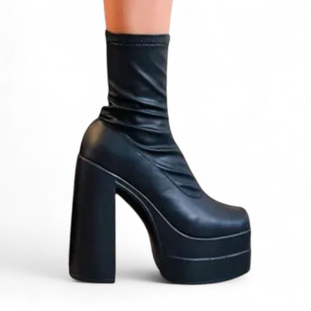 BOTIN MUJER LATEX STRECH TACO 13 1299 5C-95 COLOR NEGRO - 2