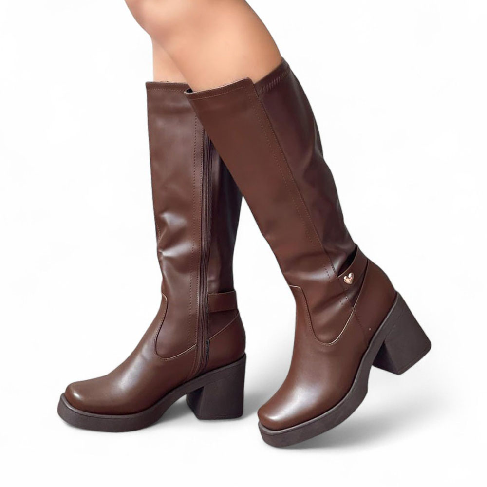 BOTA MUJER PUNTA CUADRADA BIOBIO 1299 5C-75 COLOR MARRON - 2