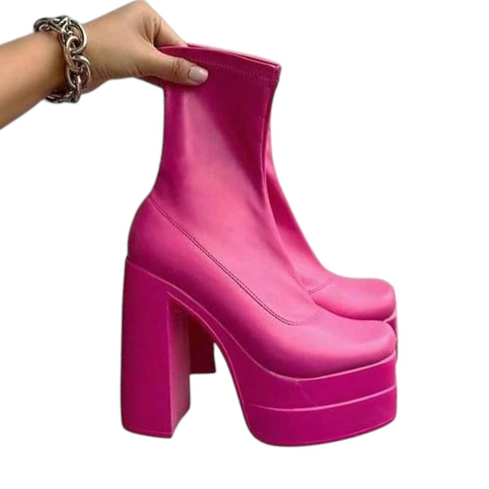 BOTIN MUJER LATEX STRECH TACO 13 1299 5C-95 COLOR FUCSIA - 1