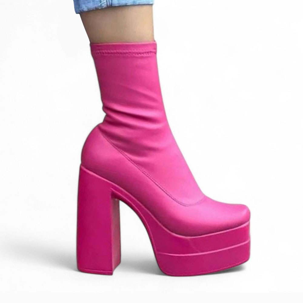BOTIN MUJER LATEX STRECH TACO 13 1299 5C-95 COLOR FUCSIA - 3