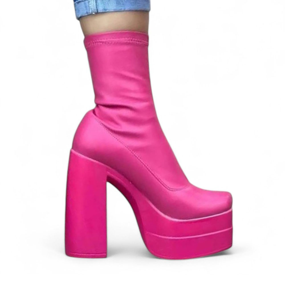 BOTIN MUJER LATEX STRECH TACO 13 1299 5C-95 COLOR FUCSIA - 4